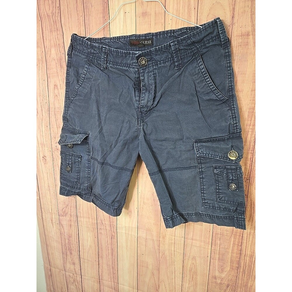 GUESS Cargo Shorts Men’s 32 Blue Relaxed Fit Cotton Y2K Casual Skater